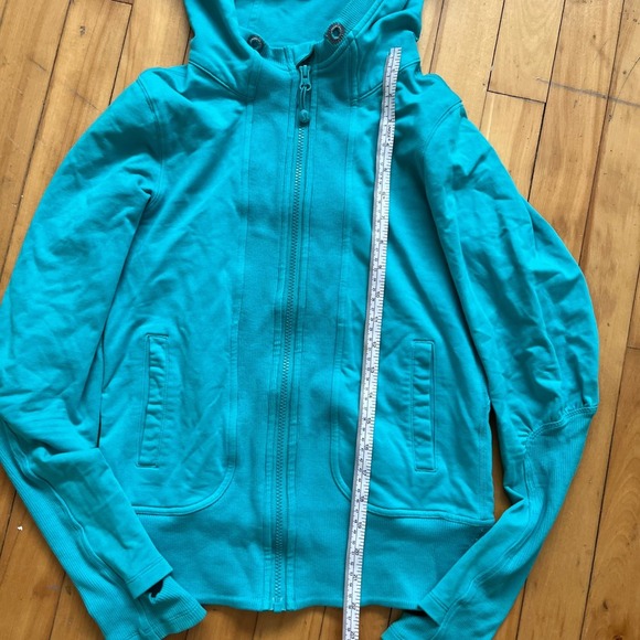 Lululemon Athletica Teal Scuba Zip Up Hoodie Jacket Thumbholes Women Size 4 - Picture 5 of 11